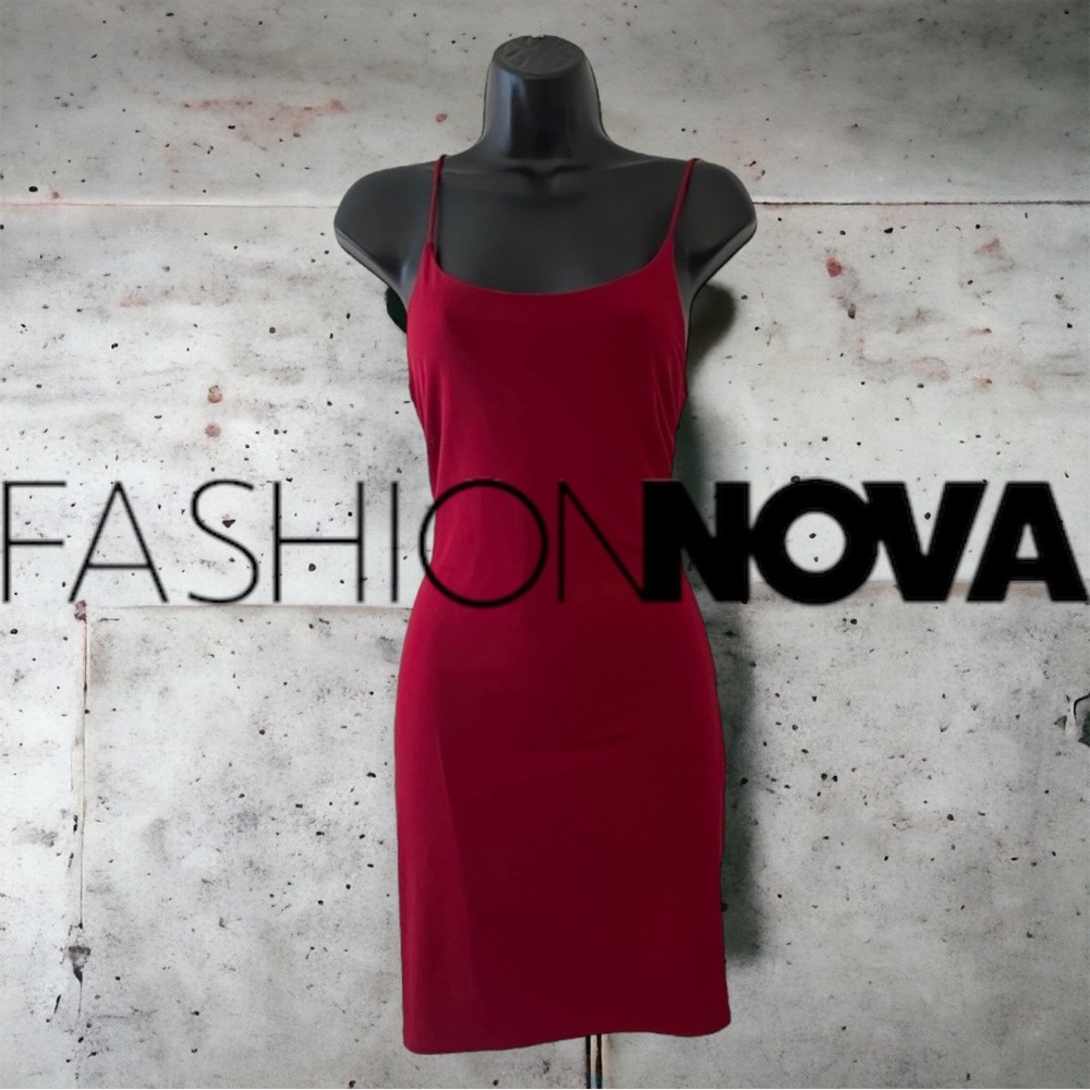 Fashion Nova | Burgundy Dark Red  spaghetti strap mini dress | Large